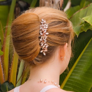 Hair Comb Bride Gold Crystal Flower Wedding Hair Pin Hair Jewelry Hair Vine Wedding Hair Accessory Rose Gold Wire Wrap Rhinestone Comb Gift