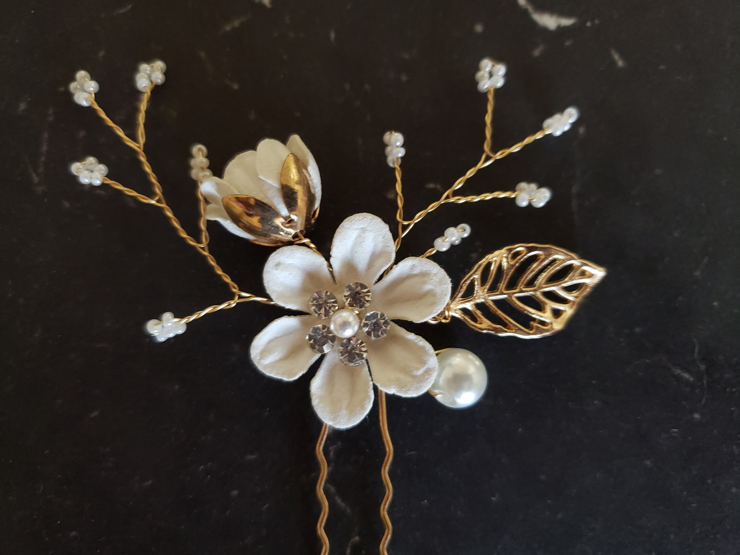 Casdre Flower Bridal Hair Pins Pearl Bride Wedding Hair Accessories Rhinestone Hair Piece for Women and Girls(Pack of 3) (A Silver
