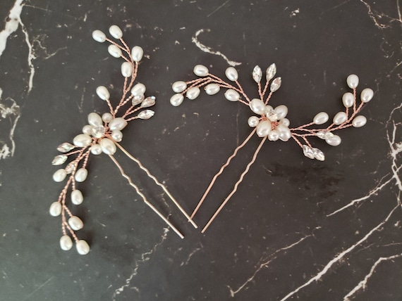 SALE 025 Pearl Crystal bridal hair pin Crystal pin Bridesmaid hair do Clear crystals Hair vines Bridal hair do Bridal accessory
