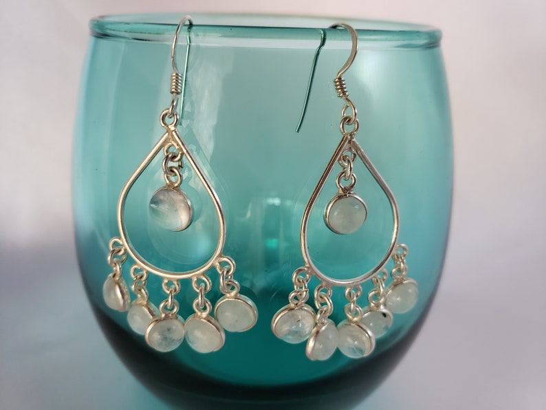 Moonstone Chandelier Earrings Set in Sterling Silver Silver Etsy