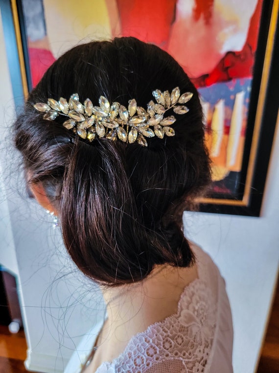 Crystal Floral bridal Hair Comb Set of 3 - Silver Tone clear crystals Bridal Wedding Party Prom Flower Crystal Silver Hair Comb 3  main image 4