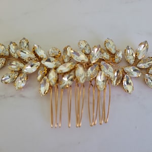 Bride Hair Comb Gold Crystal Flower Wedding Hair Pins Hair Jewelry Hair Vine Wedding Hair Accessory Gift Rose Gold Wire Wrap Rhinestone Comb