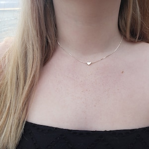 Summer Jewelry Silver Heart Choker Floating Heart Necklace 925 Sterling Silver Solitaire Choker Dainty Heart Necklace Minimalist Choker Gift