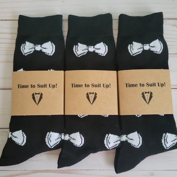 Personalized Bow Tie Groomsmen Socks, Groomsmen / Usher Gift, Groomsman Proposal Box, Best Man Gift, Funny Sock, Groomsmen Proposal Box