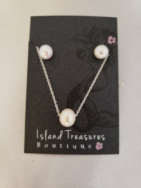 Pearl Necklace Earrings Set Bridesmaid Gift Set Flower Girl Gift