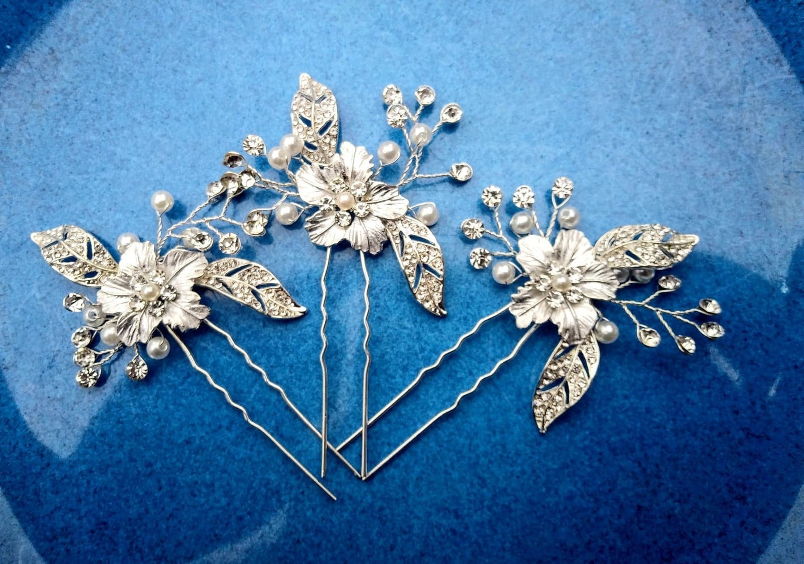 Bridal Hair Pins Crystal and Pearl Flower Hair Pins Rose Etsy