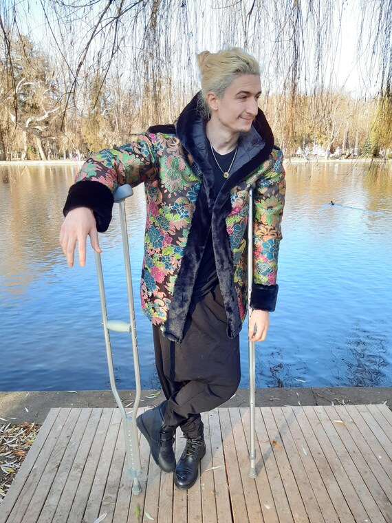 Flower Dreams Pimp Coat festival Clothing burning Man Gear faux Fur Coat moop Free Jacket hip hop Jacket street Wear Jacket made TO ORDER Etsy