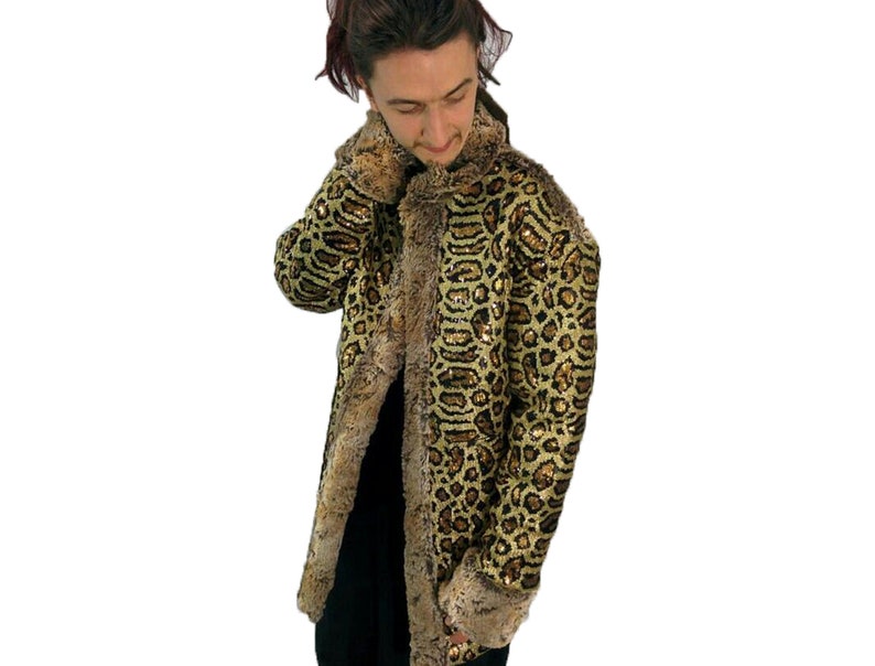 Sequin Fur Pimp Coat Long Bomber Boho Jacket Festival Clothing | Etsy