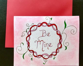 Be Mine Valentine Blank Greeting Card Folded Note