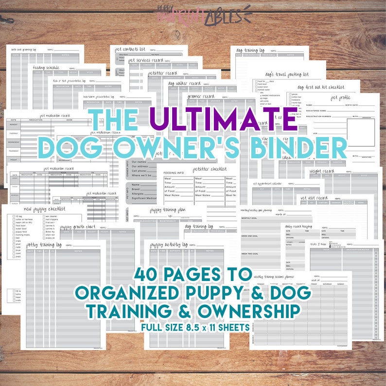Ultimate Dog Owner Printable Planner Binder, Pet Care Veterinary ...
