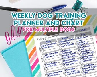 Printable Planner Dog Training Weekly Training Planner and Tracking Chart for Multiple Dogs! Instant Download, 8.5x11 PDF, Dog Training Plan