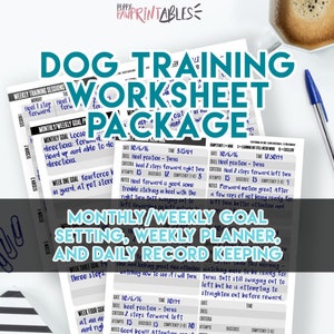 Printable Dog Training Planner and Record Keeping Worksheets! Instant Download PDF Dog Training Plan, Training Log, Training Chart