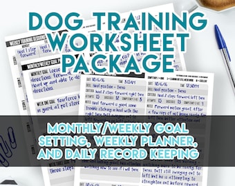 Afdrukbare hondentrainingplanner en werkbladen voor het bijhouden van gegevens! Direct downloaden PDF-trainingsplan voor honden, trainingslogboek, trainingsschema