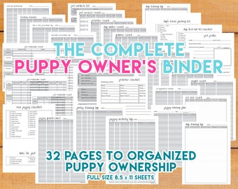 Complete Dog Owner Puppy Edition Printable Planner Binder, Pet Care Potty Training Record Organizer, Pet Planner 8.5x11 PDF Instant Download