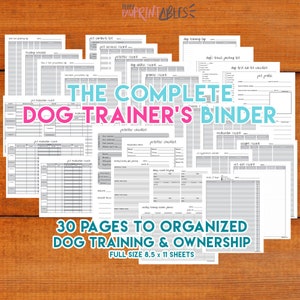 Complete Dog Owner Trainer Edition Printable Planner Binder, Pet Care Dog Training Plan Record Organizer, Pet 8.5x11 PDF Instant Download