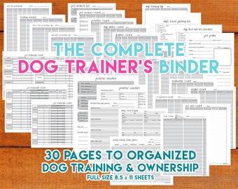 Complete Dog Owner Trainer Edition Printable Planner Binder, Pet Care Dog Training Plan Record Organizer, Pet 8.5x11 PDF Instant Download