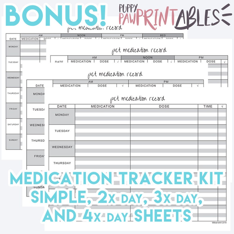 Pet Care Printable Veterinary Record Keeping Kit Vaccination Record