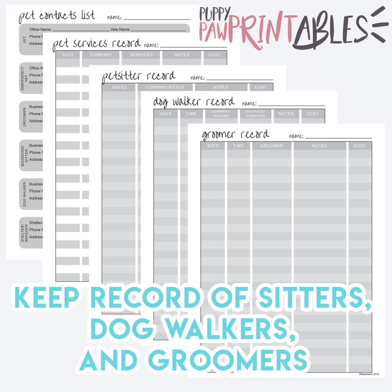 Complete Dog Owner Printable Planner Binder, Pet Care Veterinary ...