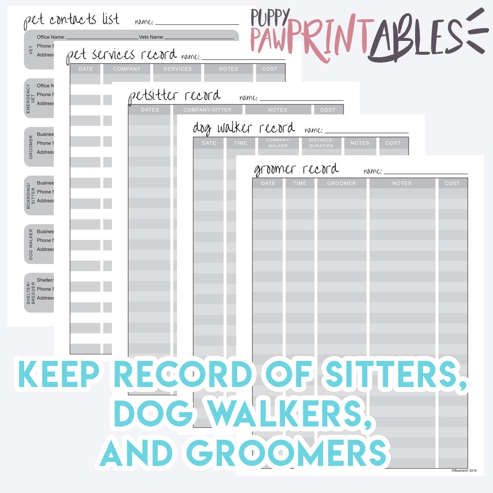 Ultimate Dog Owner Printable Planner Binder, Pet Care Veterinary ...