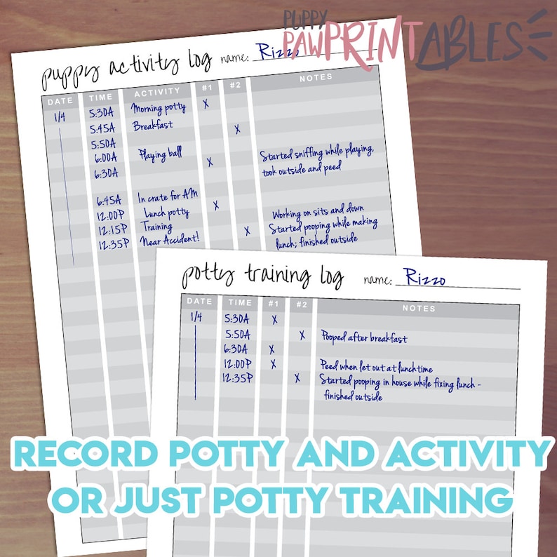 printable puppy potty training record instant download etsy