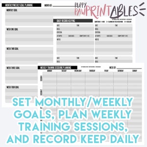 Printable Dog Training Planner and Record Keeping Set: Monthly, Daily ...
