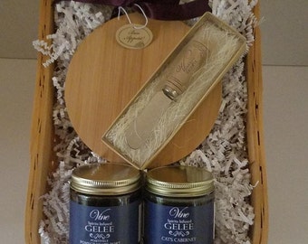 Handmade wine infused jelly gift basket