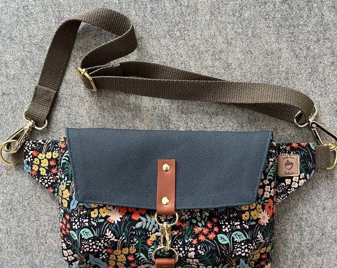 Teal Haralson Belt Bag Featuring Rifle Paper Co Black Meadow - Etsy