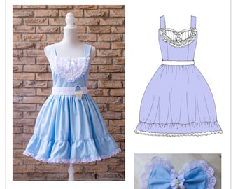 PDF XS-L Lolita Sewing Pattern: #1105 Sweet Caroline JSK