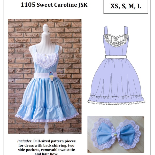 PDF XS-L Lolita Couture Pattern: #1105 Sweet Caroline JSK