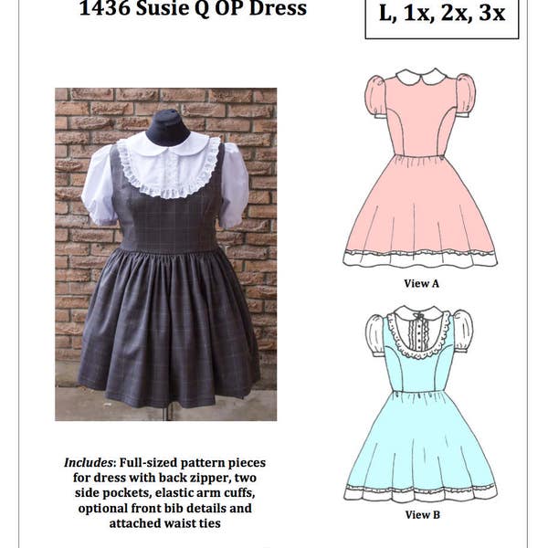 PDF L-3X Lolita Sewing Pattern: #1436 Susie Q OP