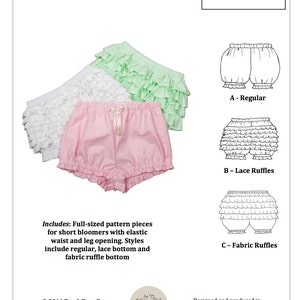 PDF Lolita Sewing Pattern - 1300 Short Bloomer Set Sizes XS-3X