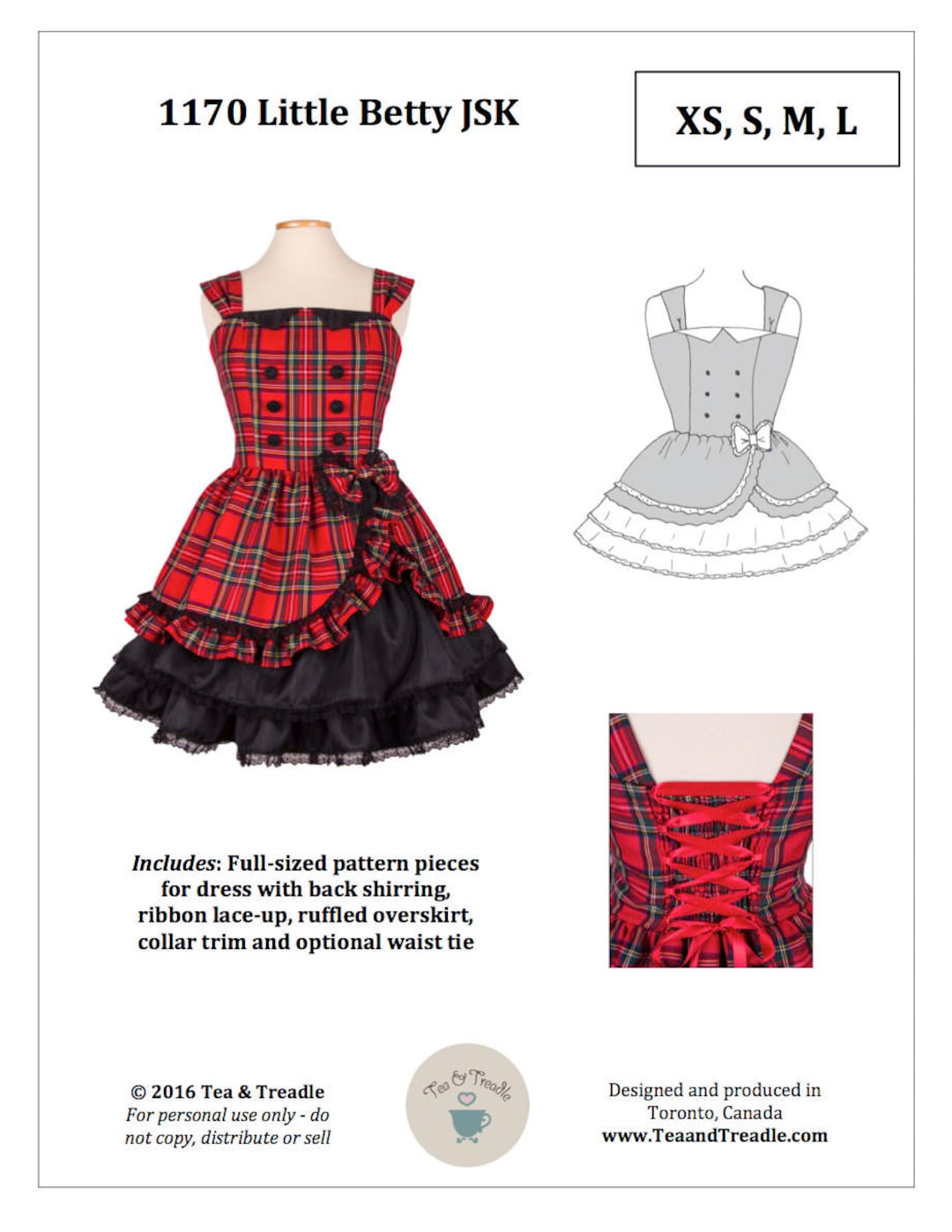 PDF XS-L Lolita Sewing Pattern: #1170 Little Betty JSK - Etsy