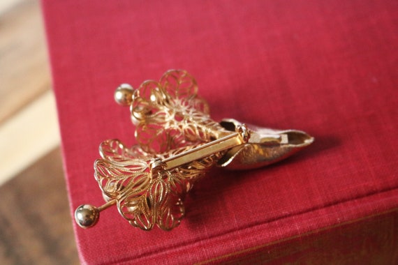 Vintage abstract textured gold tone pin brooch, f… - image 7