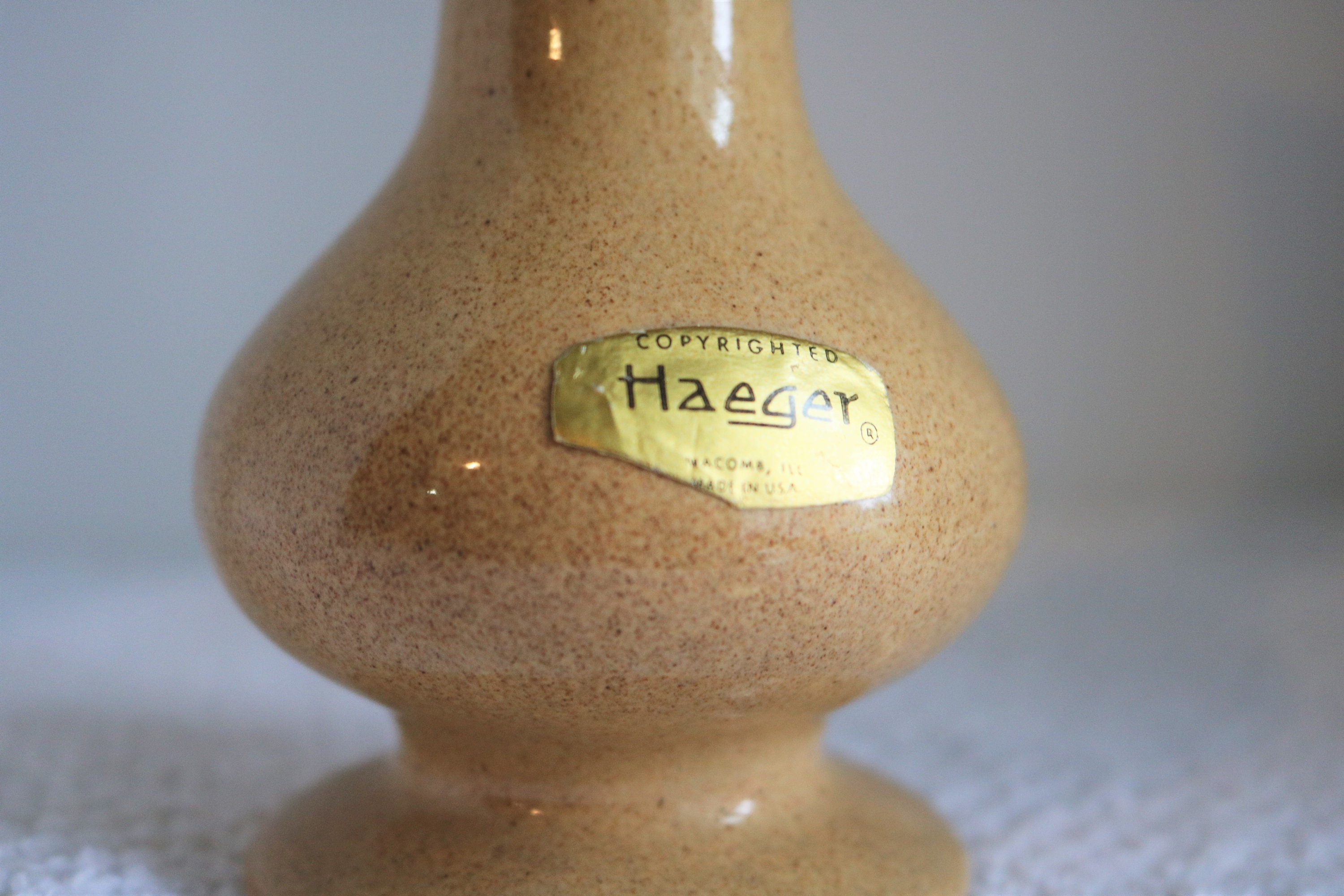 Vintage Haeger Pottery 304 Mid Century Modern USA Vase Tan Etsy