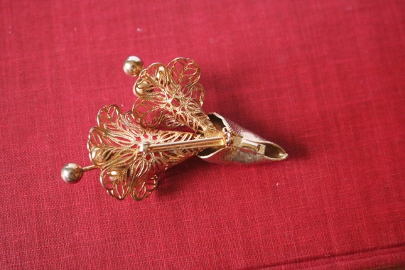 Vintage abstract textured gold tone pin brooch, f… - image 6
