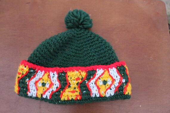 1970s handmade crocheted ski hat, cuffed beanie w… - image 5