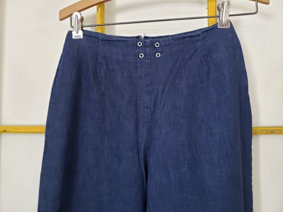 1950s dark blue jeans, thin denim, high waist, na… - image 2