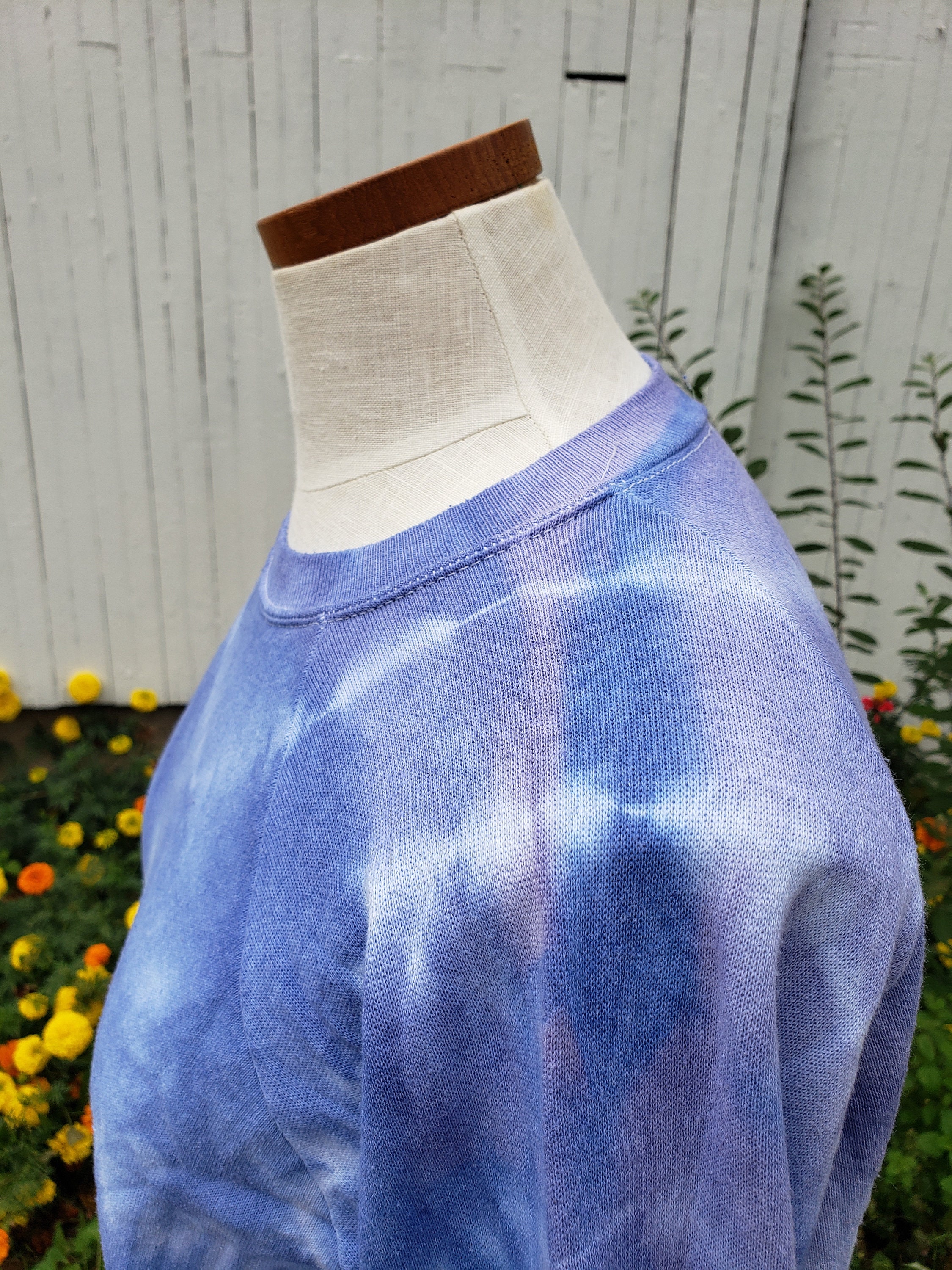 Overdyed Vintage Sweatshirt Blue Tie Dye Large | Etsy