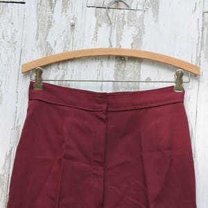 1970s handmade vintage high waist, wide straight leg maroon dress pants, small, dark red image 2