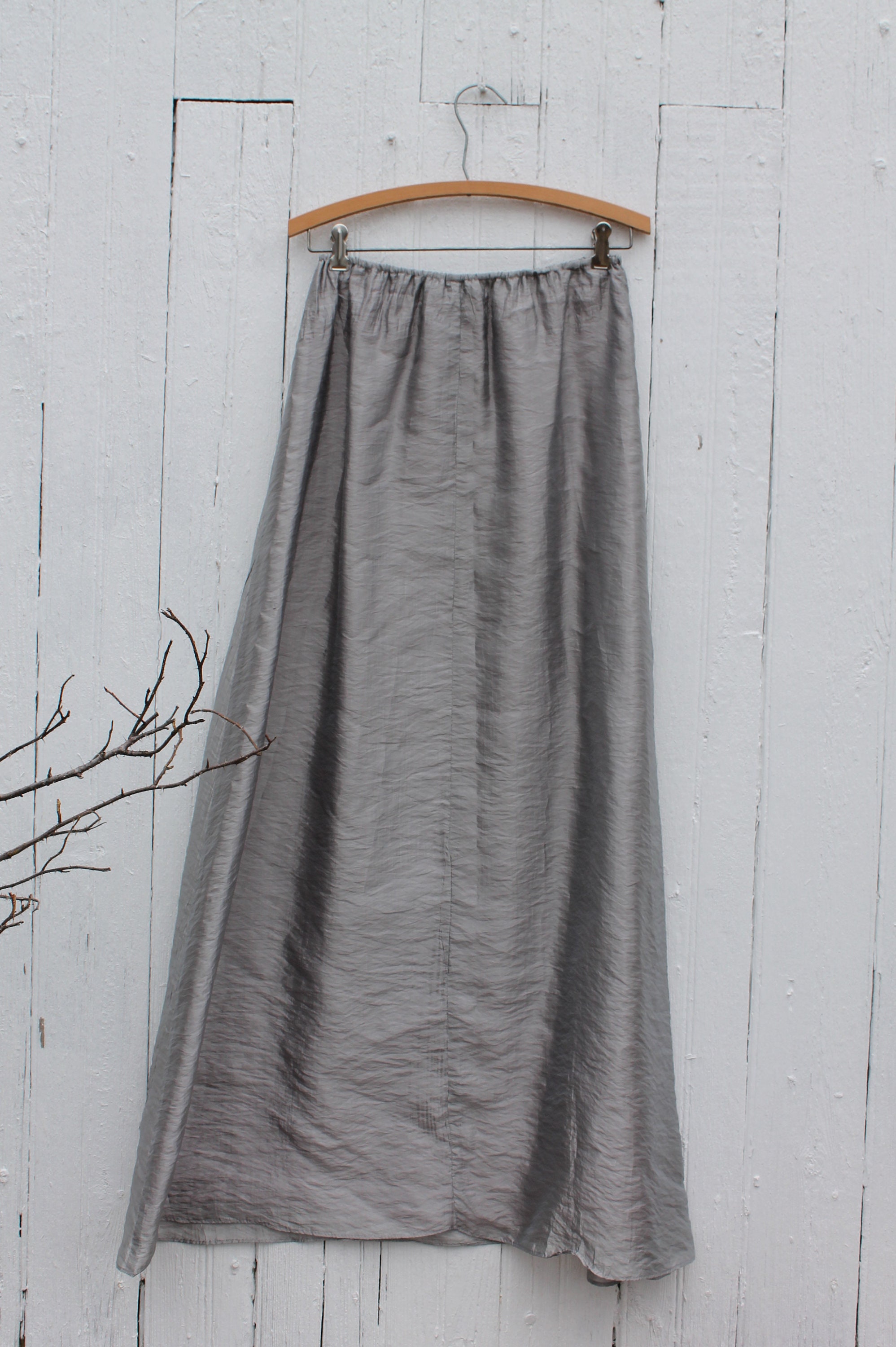 1990s Metallic Silver Maxi Skirt With Elastic and Drawstring - Etsy