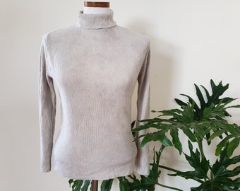 Reworked vintage turtleneck sweater, hand-dyed with black walnut, medium, very soft, upcycled