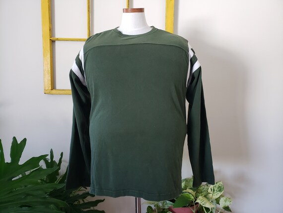 y2k long sleeve tee, dark green with white should… - image 1