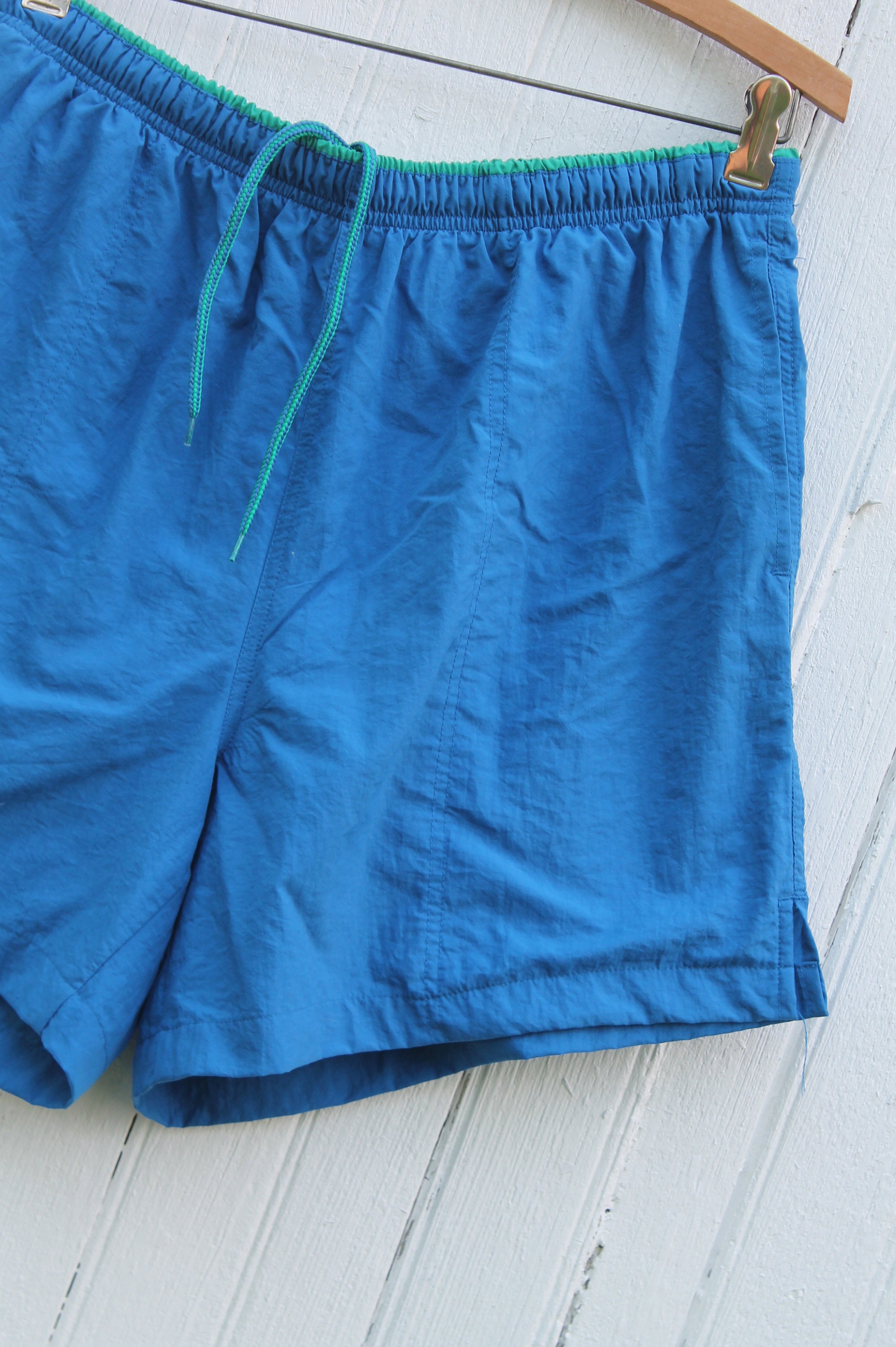 1990s Blue and Teal Swim Trunks Elastic Band and Drawstring - Etsy