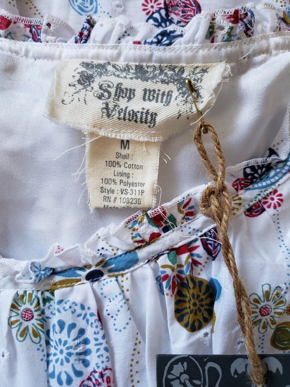 y2k blouse, deadstock with tags, white with color… - image 6