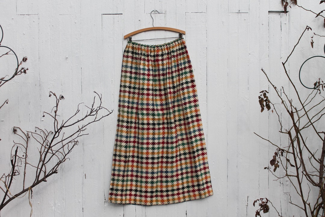 1970s Multicolor Maxi Skirt White With Red Green Yellow - Etsy