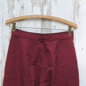 1970s handmade vintage high waist, wide straight leg maroon dress pants, small, dark red image 5