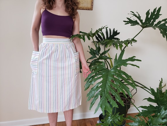 1970s midi skirt with big pockets, cotton canvas,… - image 1