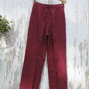 1970s handmade vintage high waist, wide straight leg maroon dress pants, small, dark red image 4