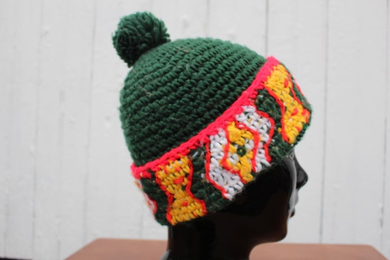 1970s handmade crocheted ski hat, cuffed beanie w… - image 4