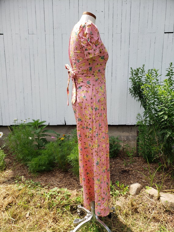 1980s handmade vintage cotton floor length floral… - image 4